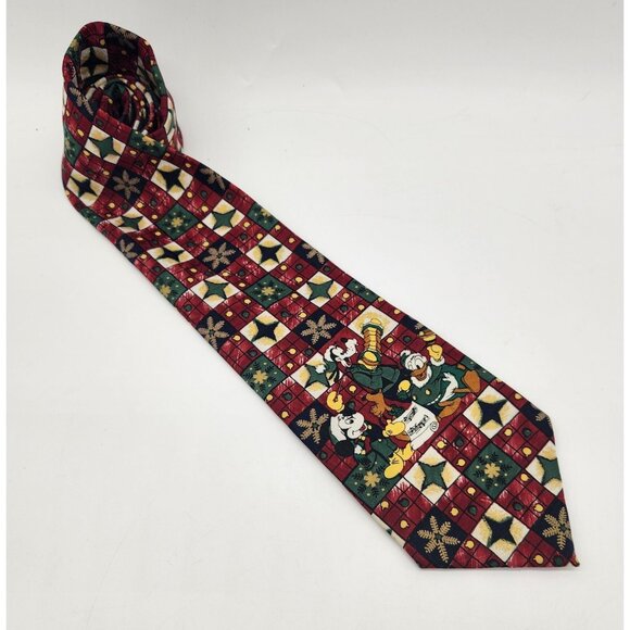 Holiday Necktie Disney Character Mickey Mouse Goofy Donald Duck Tie Mens 56"x4" - Picture 3 of 6